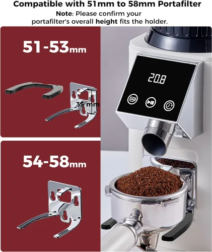 Miniatura 8 de Tuni G1 Molinillo de café con rebabas cónicas, 48 ajustes de molienda, molinillo de fresas antiestáticas, temporizador electrónico de precisión