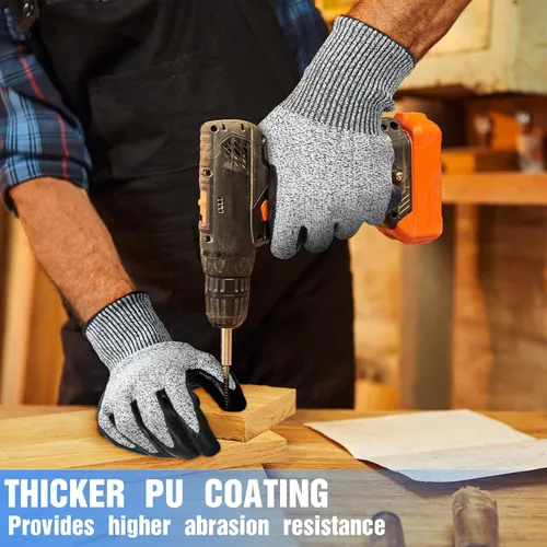 Miniatura 5 de Copkim 18 pares de guantes de nivel 5 resistentes a los cortes, guantes protectores ligeros con revestimiento de poliuretano, accesorios de trabajo