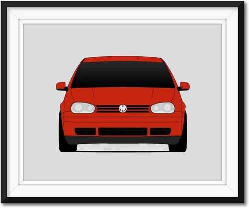 Custom Car Posters Póster hecho a mano compatible con Volkswagen Golf GTI MK4 R32 (1998-2003) de 4ª generación, decoración de arte de pared,