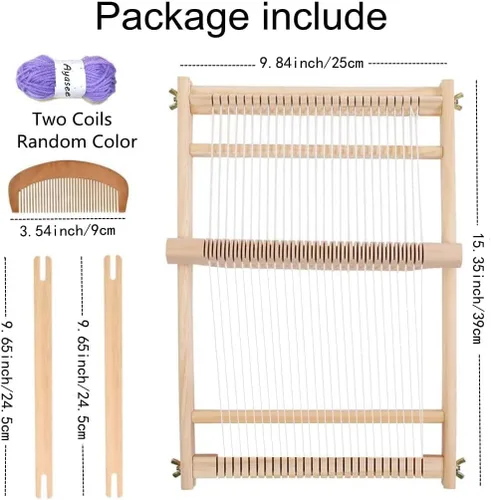Miniatura 2 de RRigo Kit de telar de tejido, telares de tapiz de madera de 15.7 pulgadas de alto x 11.8 pulgadas de ancho, marco de tejido grande para manualidades