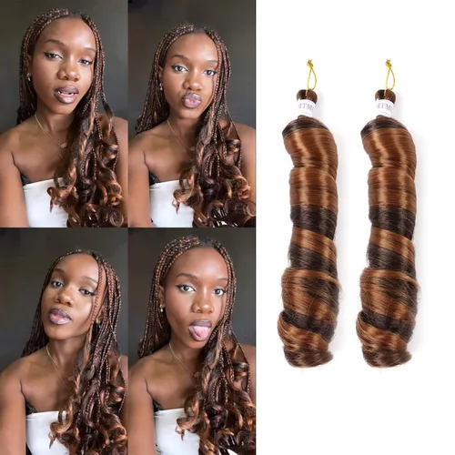 Miniatura 12 de Cabello rizado francés trenzado para trenzas de caja, 8 paquetes de 12 pulgadas, 3.00 oz/paquete, cabello trenzado de onda suelta, extensiones