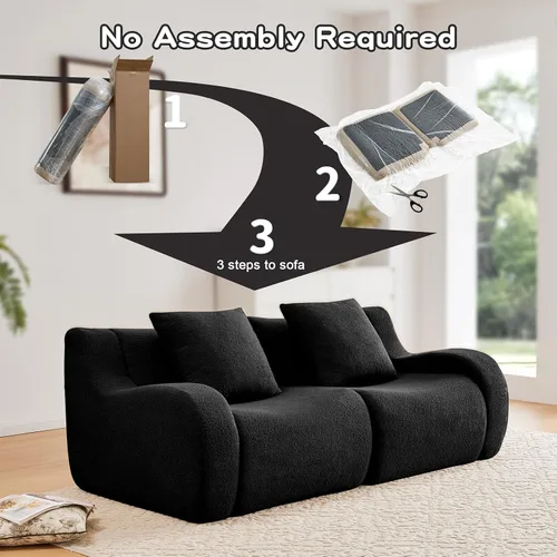 Miniatura 9 de Sofás de peluche sin hueso para sala de estar, juego de sofá modular negro con asiento profundo, sofá de gran tamaño, sofás para sala, cómodos sofás
