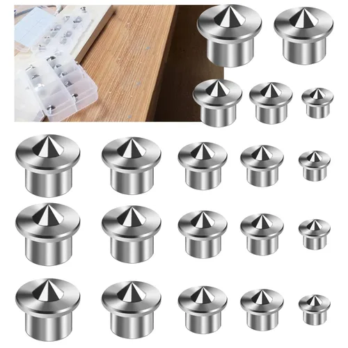 Miniatura 8 de Juego de 10 centros de clavija de acero inoxidable para perforar agujeros con punta afilada para herramientas de carpintería, clavijas sólidas