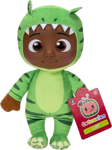 CoComelon Peluche de dinosaurio Cody de 8 pulgadas, con temática de dinosaurio, inspirado en su programa favorito, juguetes para preescolares