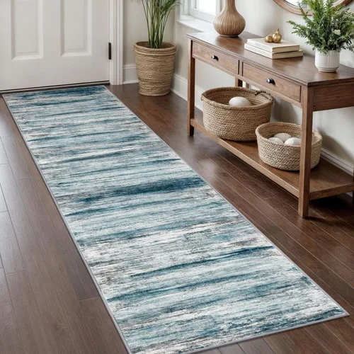 Miniatura 152 de KOZYFLY – Alfombra de pasillo moderna y lavable de diseño abstracto verde, 2 x 5 pies, antideslizante, suave y de pelo corto, ideal para cocina