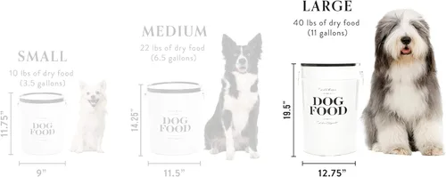 Miniatura 2 de Harry Barker Bon Chien contenedor para almacenamiento de comida para perros, color negro, 10 libras de capacidad Negro & blanco