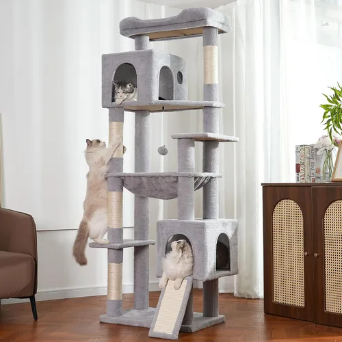 Miniatura 8 de Árbol grande XXL para gatos de 70 pulgadas de alto, resistente para gatos Maine Coon y gatos grandes, más de 20 libras, cama superior y hamaca, 2