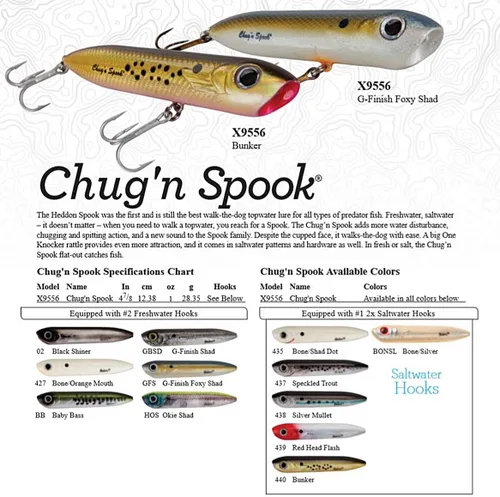 Miniatura 2 de Heddon Chug'N Spook Popper - Señuelo de pesca para agua salada y agua dulce G-Finish Foxy Shad