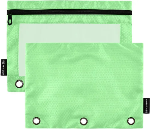 Miniatura 25 de Gredecor Estuche para lápices con 3 anillos con cremallera negra, paquete de 2 unidades, organizador de carpetas transparentes para ventana escolar