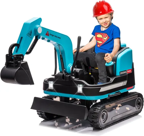 JOYLDIAS Excavadora y excavadora giratoria de 360 grados, 12V12AH, retroexcavadora de juguete con ruedas de diseño de pista para todo terreno,