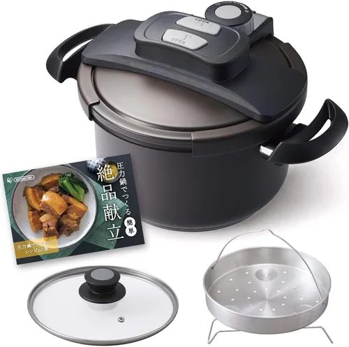 Miniatura 10 de Iris Ohyama RAN-6L - Olla a presión, 1.2 galones (6.0 L), compatible con gas IH, apertura y cierre de un solo toque, libro de recetas y tapa