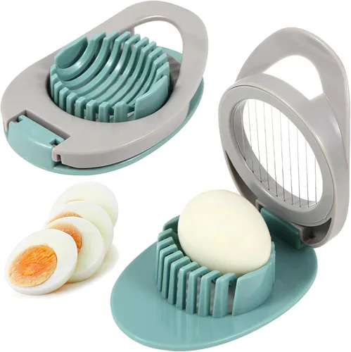 Paquete de 2 rebanadores de huevos para huevos duros, cortador de huevos Dokpod para huevos duros, cortador de huevos duros de alambre de acero