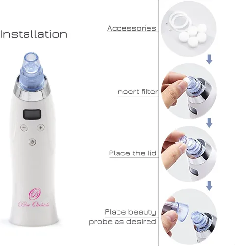 Miniatura 5 de Eliminador de puntos negros para la cara, dermasuction BlueOrchids para eliminación de puntos blancos, ventosa de acné, limpiador de poros al vacío