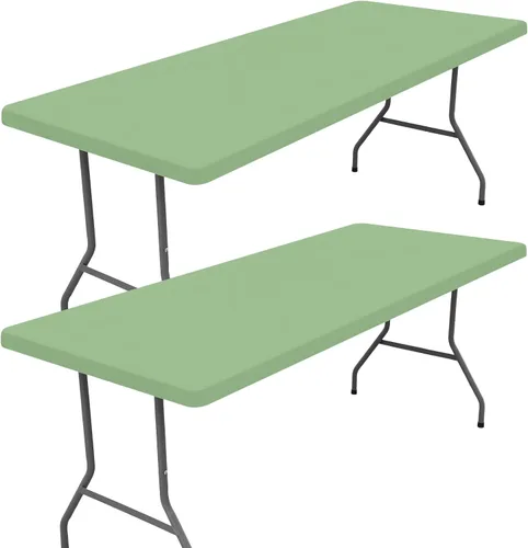 Miniatura 18 de Moosfor Paquete de 2 manteles rectangulares de elastano de 4 pies, elásticos y ajustables para pícnic, cubierta de mesa de patio elástica y lavable
