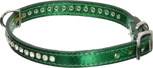 Miniatura 29 de Collar de perro de cuero y cristales de OmniPet Signature, cuero de grano de violeta africana de avestruz, se ajusta a un tamaño de cuello de 6"-8