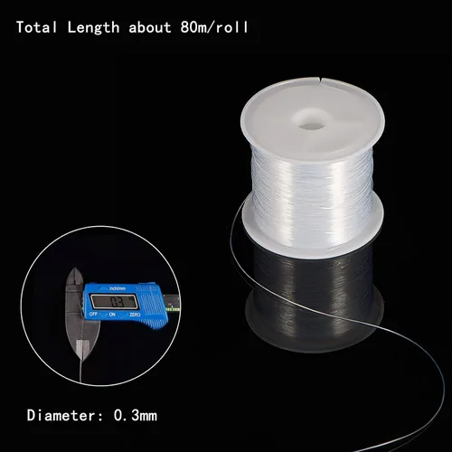 Miniatura 3 de Pandahall - 1 rollo de alambre transparente de hilo de nylon para pesca, color blanco.