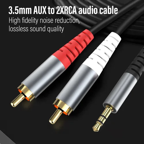 Miniatura 3 de HIEbee - Cable AUX de RCA a 3,5 mm, (1 m/3,3 pies) adaptador de conector de auriculares de 3,5 mm 1/8 a RCA de 2 machos divisor Y cordón de audio