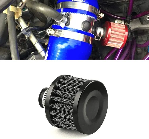 Miniatura 3 de Filtro de aire de 0.472 in Filtro de entrada de aire frío Filtro de entrada de aire Turbo Vent Filtro limpiador negro universal para coche
