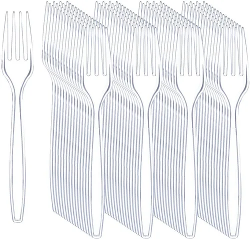 Miniatura 12 de Liacere 360 piezas de cubiertos de plástico transparente resistente, 150 tenedores, 150 cucharas, 60 cuchillos, libres de BPA, resistentes al calor