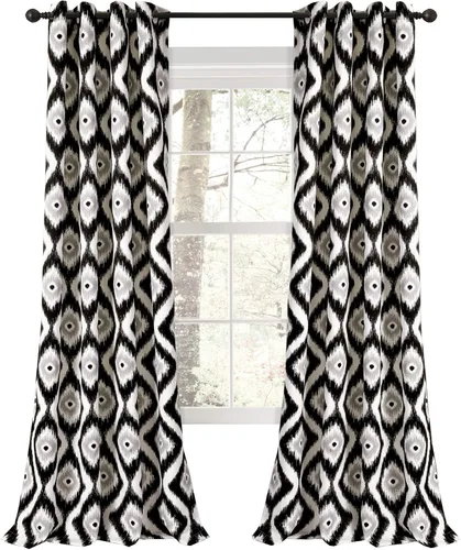 Lush Decor Diamond Ikat - Juego de cortinas para oscurecer la habitación, 84 x 52 pulgadas, color negro, 2 unidades
