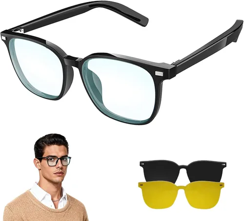 Miniatura 12 de GenXenon Gafas inteligentes para hombres y mujeres, lentes de luz azul transparente, gafas Bluetooth con altavoz, asistente de voz y toque