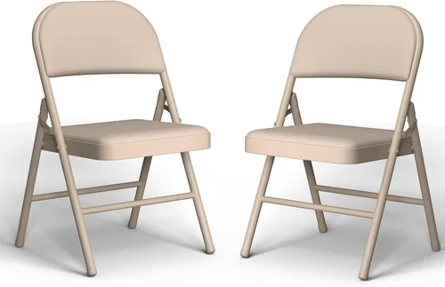 Miniatura 15 de SHGJ&SOFT Juego de 2 sillas plegables con asientos y respaldos acolchados, silla con marco de metal negro para interiores y exteriores, oficina