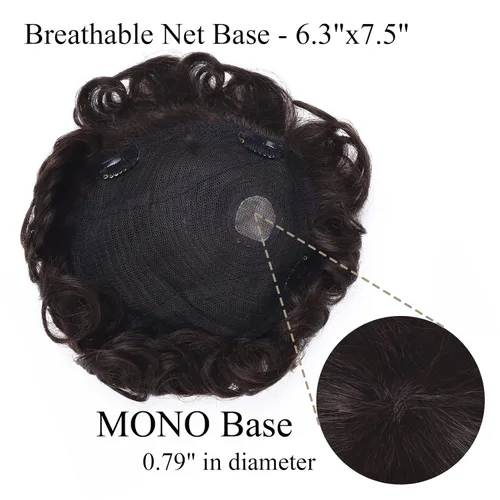 Miniatura 3 de MY-LADY Toupee - Piezas de cabello para hombre, 6.3 x 7.5 pulgadas, sistema de reemplazo de cabello humano real, con clip, color marrón oscuro