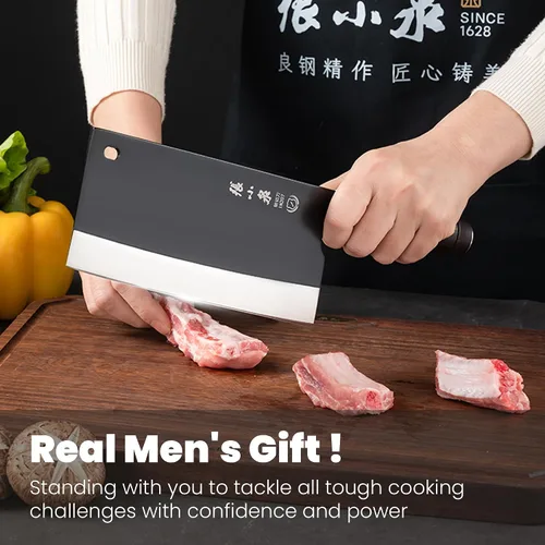 Miniatura 7 de ZHANG XIAO QUAN SINCE 1628 Cuchillo de carnicero de carne resistente, forjado a mano con funda para cocina, campamento al aire libre, barbacoa