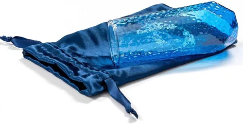 Miniatura 3 de DOUDIZHU Vaso de boda judía Chuppah para ceremonia tradicional, recipiente de vidrio azul con bolsa de recuerdo, regalo de recuerdo significativo