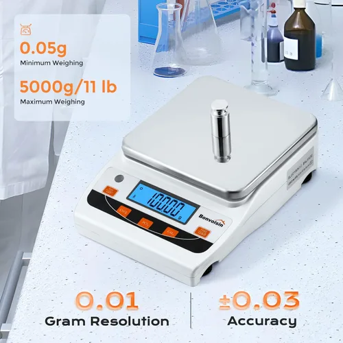 Miniatura 2 de Bonvoisin Báscula de laboratorio 176.37 oz/0.00 oz Escala científica de laboratorio de alta precisión 0.00 oz de precisión Balanza analítica