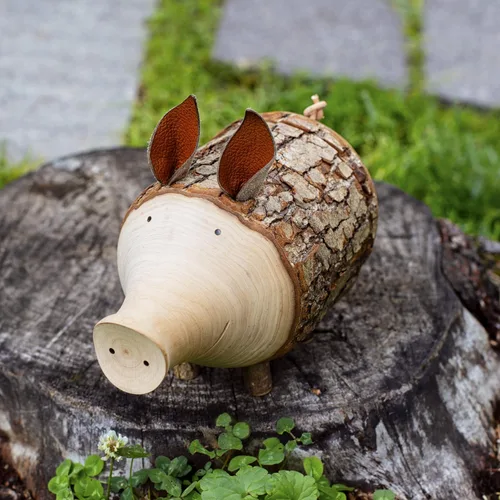 Miniatura 3 de Forest Decor Alcancías de madera – Adorable figura de cerdo para niñas y niños – Caja de dinero de ahorro de madera para adultos – Bonita decoración