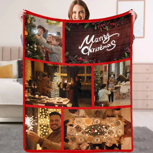 Miniatura 9 de Mantas personalizadas con fotos, texto, manta personalizada con imagen, hecha en Estados Unidos, personalizada para Navidad, cumpleaños, boda