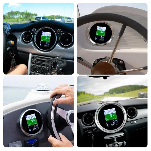 Miniatura 6 de KAOLALI Velocímetro GPS ajustable multifuncional 6 en 1 medidor digital tacómetro voltímetro presión de aceite Nivel de combustible Temperatura