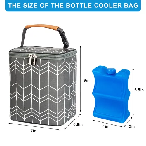 Miniatura 5 de Bolsa térmica para leche materna BABEYER con paquete de hielo, se ajusta a 4 biberones de hasta 9 onzas, bolsa grande para biberones para madres Ola