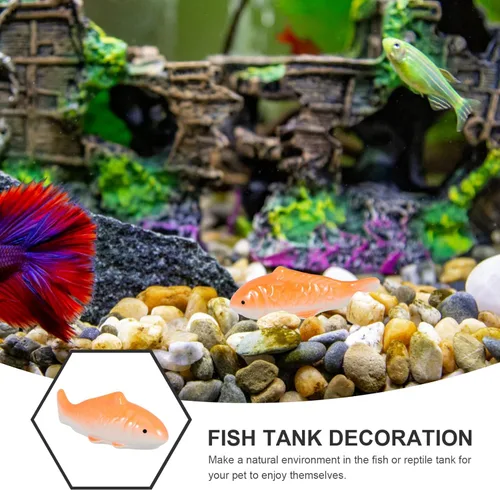 Miniatura 7 de Toddmomy Adorno flotante de peces para decoración de acuario, 3.85 x 1.41 x 1.25 pulgadas, adorable acento de pecera de cerámica con diseño realista