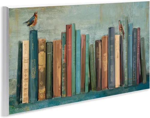 Miniatura 2 de Stupell Industries Main Line Studio - Estantería de pared con diseño de libros y pájaros, 17 x 7 pulgadas, fácil de colgar y resistente, fabricada