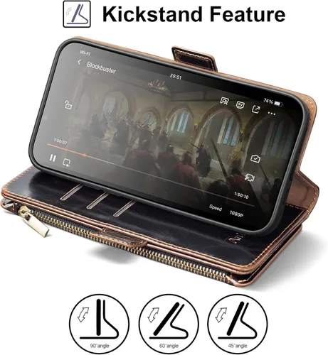 Miniatura 6 de Antsturdy Funda tipo cartera compatible con iPhone 12 Mini, funda de piel sintética con bloqueo RFID, funda para teléfono para mujeres y hombres