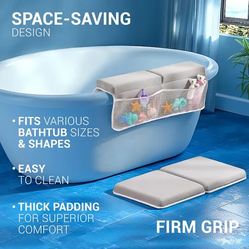 Miniatura 6 de colsen Juego de almohadillas de baño para bebés y rodillas - Cómodo, 1.5 pulgadas de grosor, sin dolor, antideslizante, plegable para padres