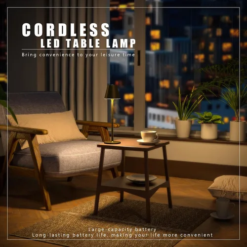 Miniatura 5 de Timjorman Lámpara de mesa LED inalámbrica, lámpara de escritorio con batería recargable de 4000 mAh, brillo de 3 niveles junto a la luz nocturna