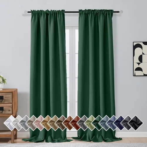 Miniatura 200 de OVZME Cortinas opacas turquesa para tratamiento de ventanas pequeñas, cortinas cortas con bloqueo de luz para ventana de cocina sobre el fregadero