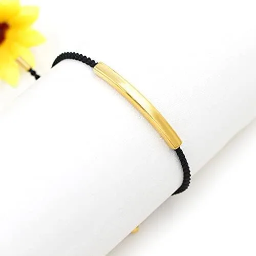 Miniatura 8 de Uloveido Pulseras de cuerda grabadas personalizadas, pulsera de barra fina de acero inoxidable a juego para mujeres y niñas, pulseras de cuerda