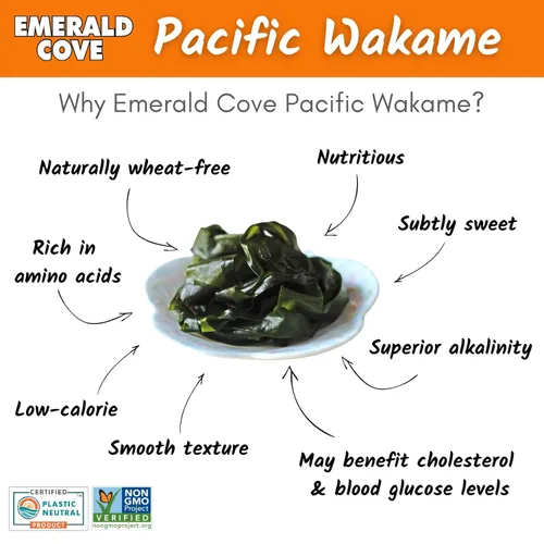 Miniatura 3 de Emerald Cove Pacific Wakame, algas secas, sin OMG, naturalmente sin gluten, bolsa resellable, 1.76 onzas (paquete de 3)