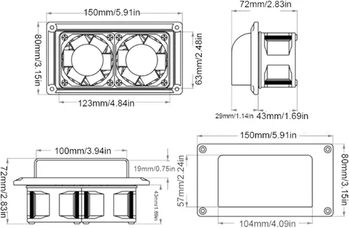 Miniatura 5 de Ventilador de escape de ventilación, ventilador de ventilación lateral de 2 V 25 W, ventilador de ventilación de escape de RV con tornillos
