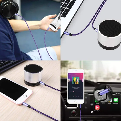Miniatura 7 de AILKIN Cable AUX para automóvil, paquete de 2 cables de audio auxiliar de 0.138 in, acordes auxiliares estéreo trenzados compatibles