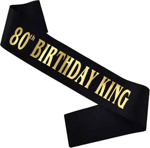 Miniatura 8 de Banda de cumpleaños King, banda de satén negro de satén dorado para hombres, regalos de día B, Negro y dorado