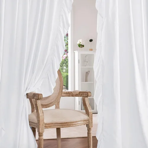 Miniatura 4 de NICETOWN Cortinas blancas Shabby Chic de 63 pulgadas de largo para habitación de niños, bolsillo para barra de privacidad con filtro de luz suave
