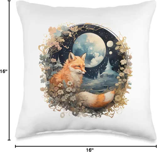 Miniatura 4 de Cushy Haven Cozy Woodland Nursery Accent Moonlight Fox - Almohada de 16 x 16 pulgadas, multicolor