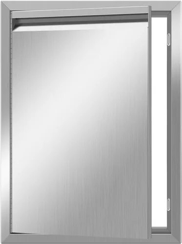 Miniatura 9 de Puertas de cocina para exteriores de 26 pulgadas de ancho x 24 pulgadas de alto con mango horizontal, puertas de acceso dobles para barbacoa, acero