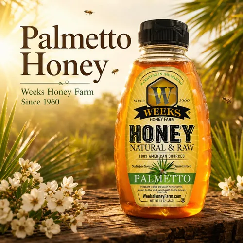 Miniatura 3 de Weeks Honey Farm Palmetto Honey – 16oz Squeeze Bottle 100% Raw & Unfiltered Pure Honey Natural Superfood Rich in Vitamins, Minerals &