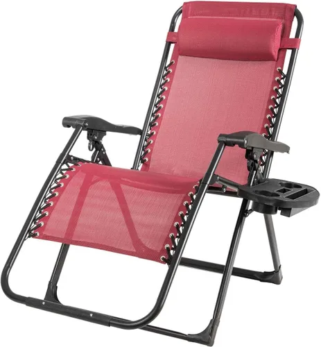 Miniatura 10 de DORTALA Silla Zero Gravity, silla de descanso con soporte para tazas, tela transpirable, reposacabezas desmontable, tumbona resistente de 500 libras